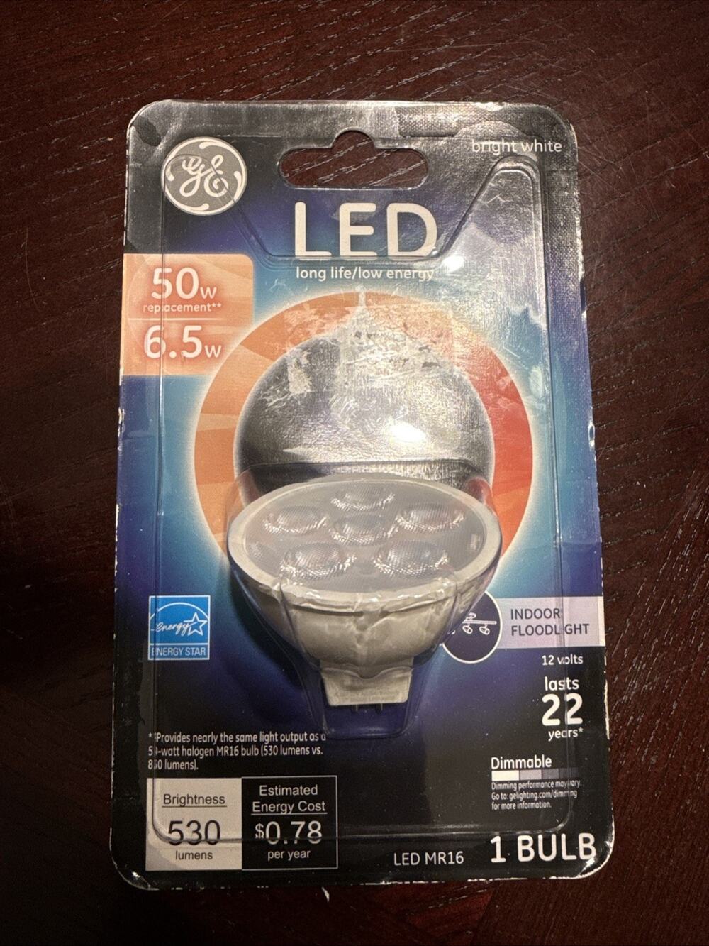 New GE LED Indoor Floodlight Bulb 50w 6.5w 12V 530 Lumens MR16 Bright White